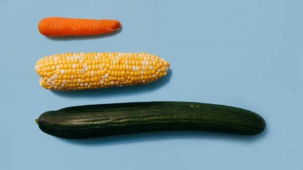 Različite veličine muškog člana na primjeru povrća